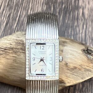 Embassy by Gruen Women's Quartz Watch Silver Bangle Band With Rhinestone Bezel